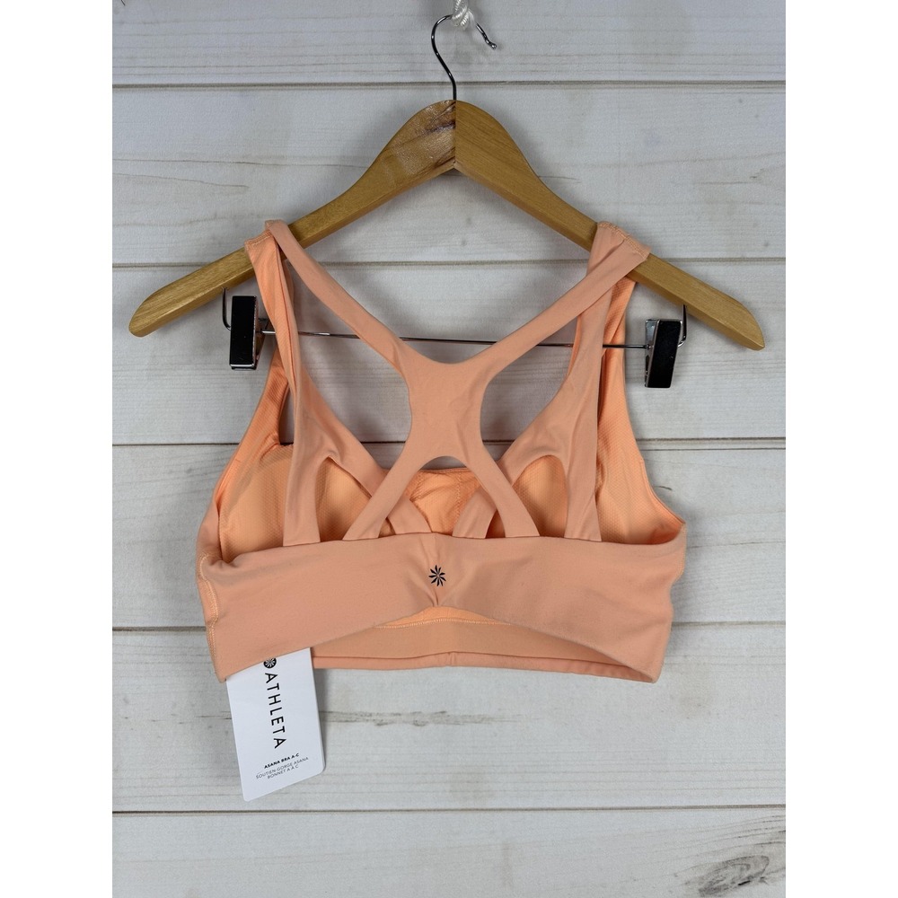 Athleta Sports Bra Womens Small Petite Peach Asana Crossback Padded Yoga - Picture 2 of 8